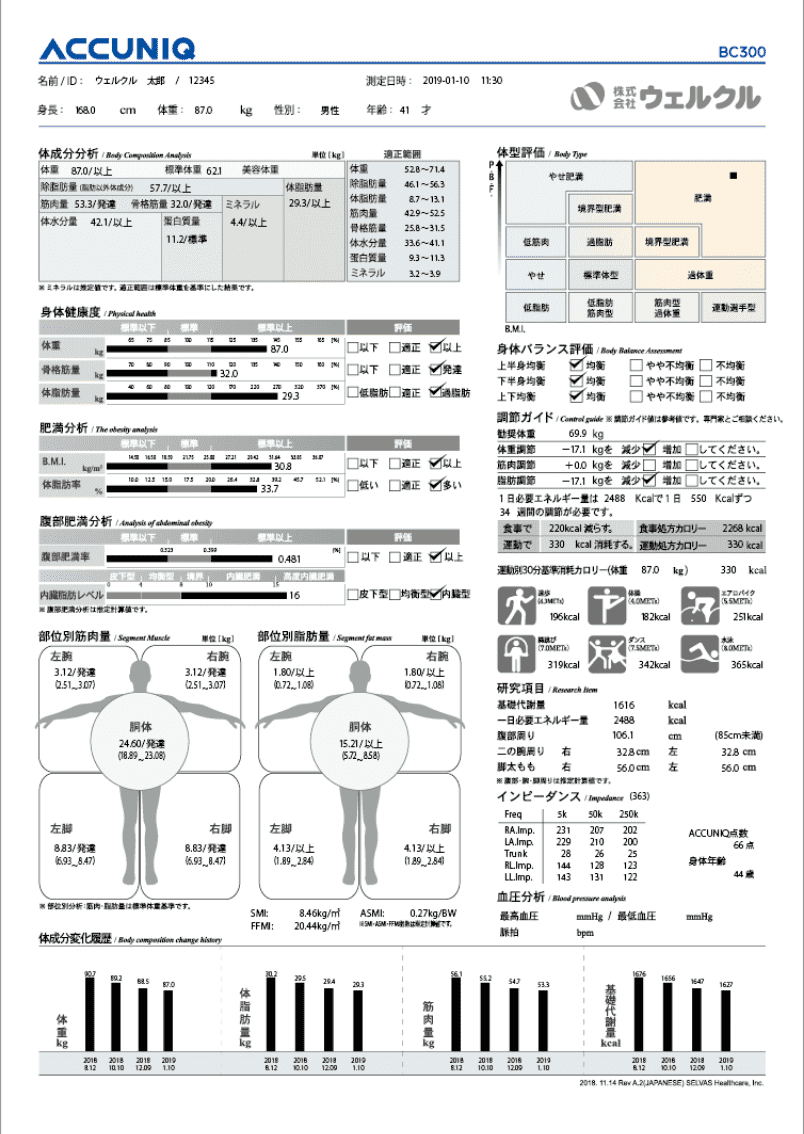 体組成計レポートサンプル